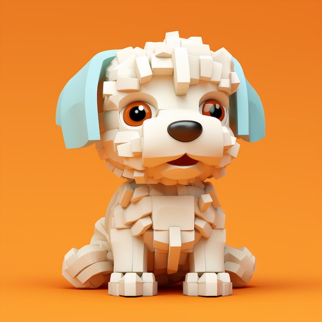 Photo gratuite rendu 3d d'un puzzle de chien