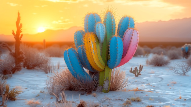 Photo gratuite un rendu 3d rêveur d'un cactus magique