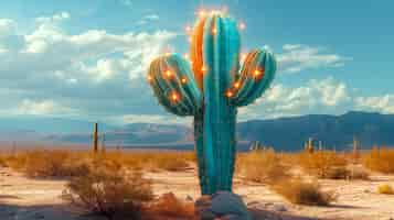 Photo gratuite un rendu 3d rêveur d'un cactus magique