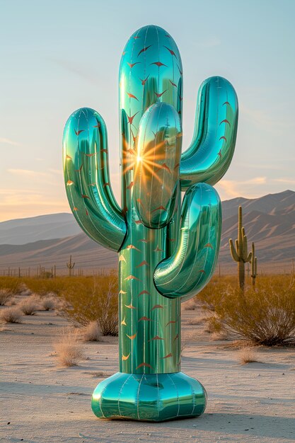 Un rendu 3D rêveur d'un cactus magique