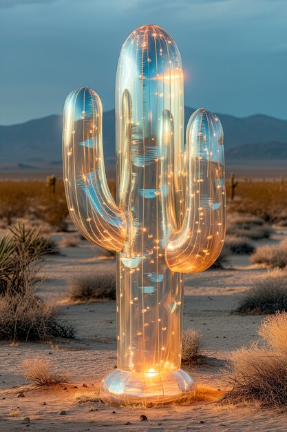 Un rendu 3D rêveur d'un cactus magique