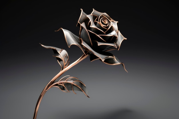 Photo gratuite rendu 3d d'une rose en métal