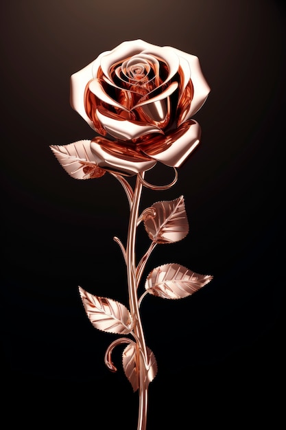 Photo gratuite rendu 3d d'une rose en métal