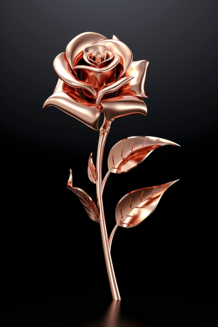 Photo gratuit rendu 3d d'une rose en métal