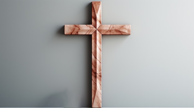 Rendu 3D d'une sculpture en croix en bois