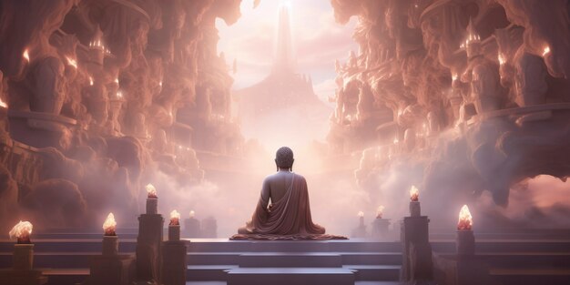 Rendu 3D de la statue de Bouddha