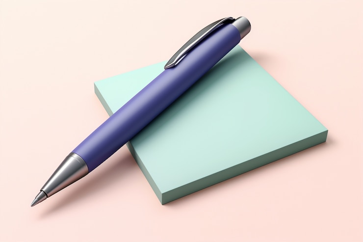 Photo gratuit rendu 3d d'un stylo bleu avec des post-it