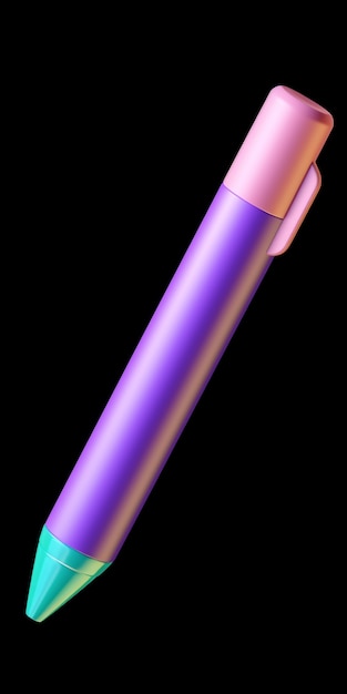 Rendu 3D d'un stylo plume aux couleurs néon