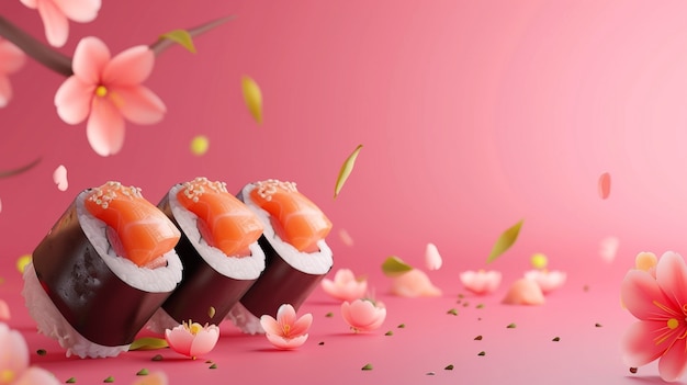 Le rendu 3D des sushis