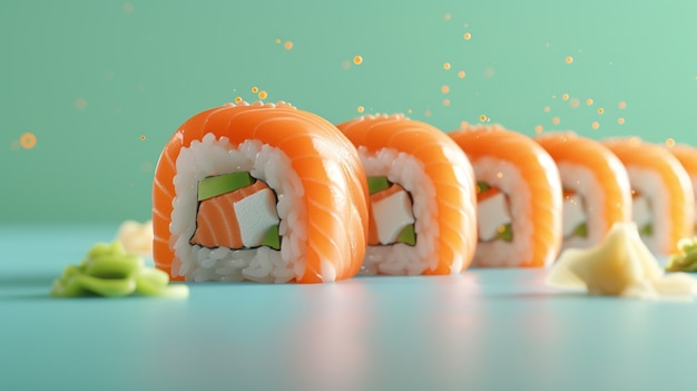 Photo gratuite le rendu 3d des sushis