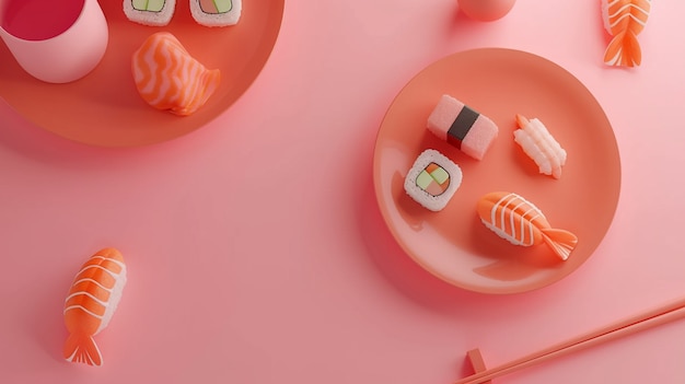 Photo gratuite le rendu 3d des sushis