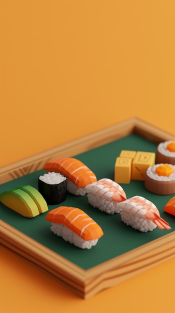 Photo gratuite le rendu 3d des sushis