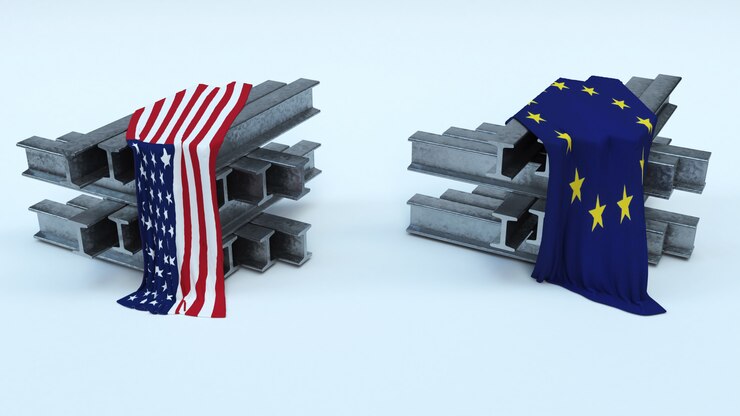 Photo gratuit rendu 3d des tarifs d&#39;importation us steel