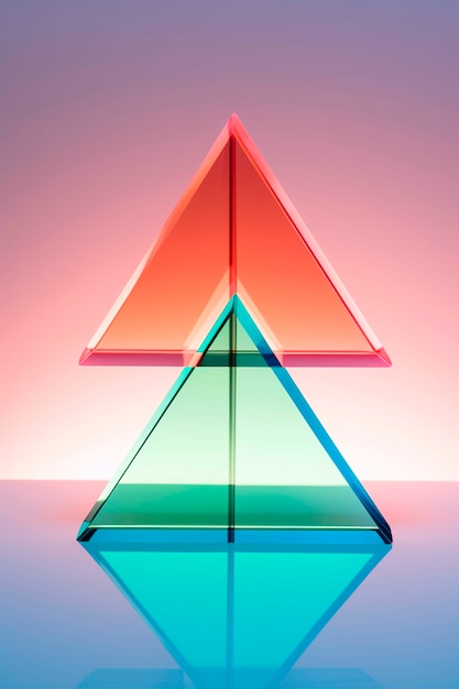 Photo gratuite rendu 3d d'un triangle transparent