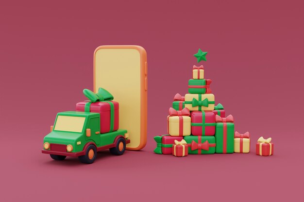 Photo gratuite rendu du concept de livraison de noël