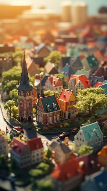 Photo gratuite rendu d'un monde miniature