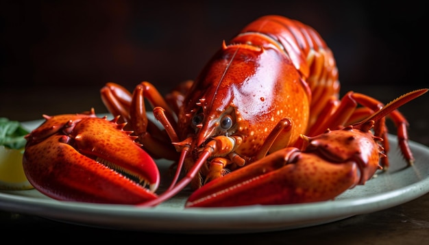 Photo gratuite repas de fruits de mer frais sur une assiette en bois vitalité saine générée par l'ia