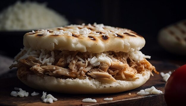 Repas grillé avec pain maison et légumes générés par IA