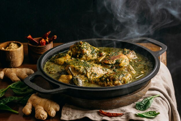 Repas de poulet à angle élevé