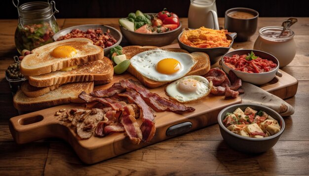 Repas de sandwich au bacon et aux tomates fraîchement grillé généré par l'IA