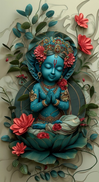 Représentation 3D de la divinité hindoue Krishna