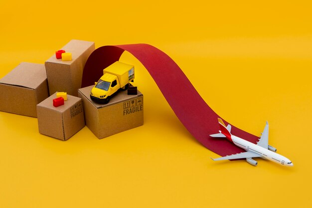 Représentation de la chaîne d'approvisionnement des camions et des boîtes