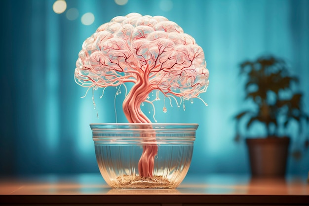 Photo gratuite représentation du cerveau humain sous forme de plante ou d'arbre en pot