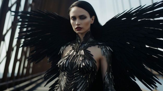 Représentation féminine d'une entité démoniaque avec des ailes