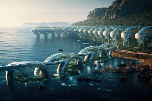 Représentation futuriste de la structure de l'eau