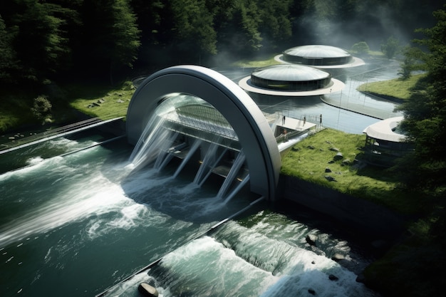 Représentation futuriste de la structure de l'eau