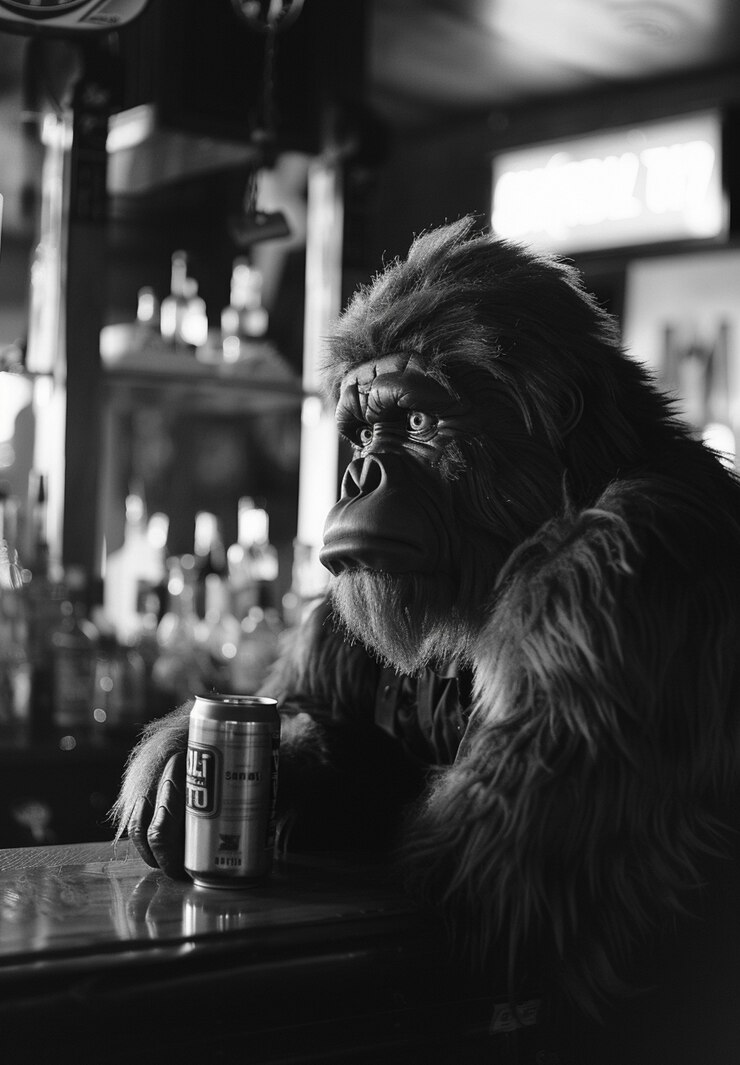 Photo gratuit représentation monochrome d'une bête poilue ou d'un sasquatch