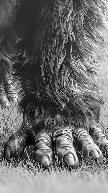 Représentation monochrome d'une bête poilue ou d'un sasquatch