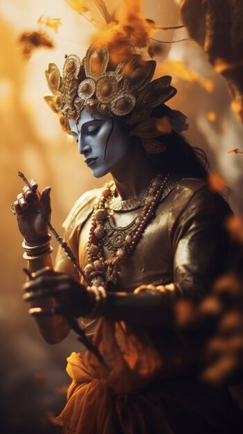 Représentation photoréaliste de la divinité Krishna