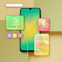 Photo gratuite représentations ui et ux avec smartphone