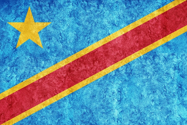 République démocratique du Congo Drapeau métallique, Drapeau texturé, drapeau grunge