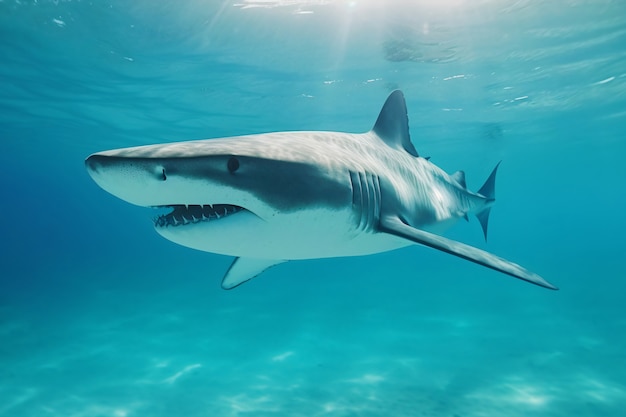 Photo gratuite requin dangereux sous l'eau