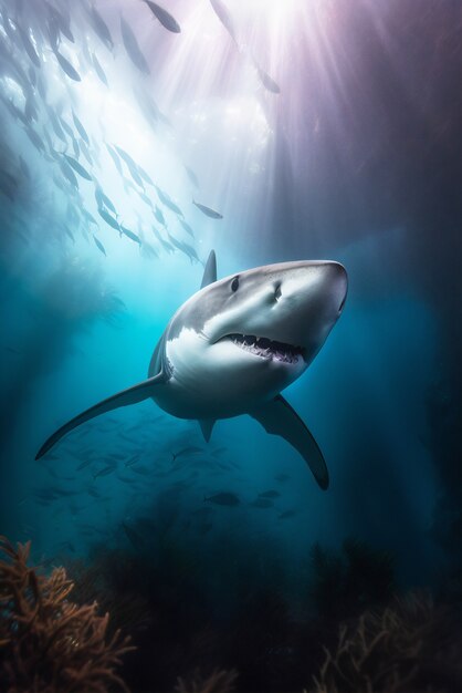 Requin dangereux sous l'eau