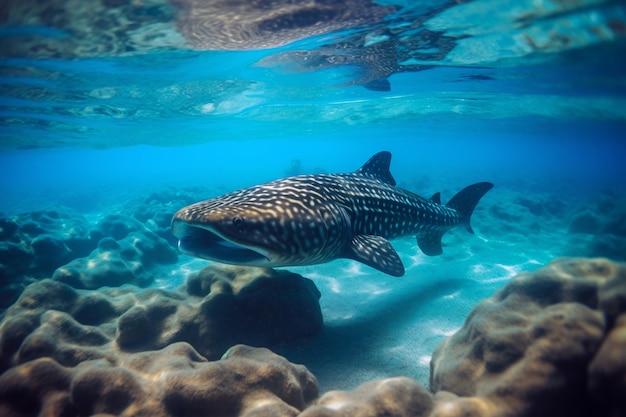 Photo gratuite requin dangereux sous l'eau