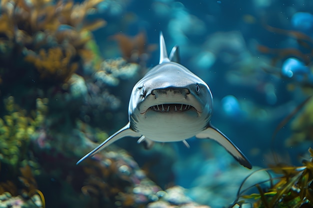 Photo gratuite un requin réaliste dans l'océan