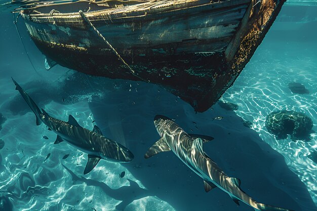 Un requin réaliste dans l'océan