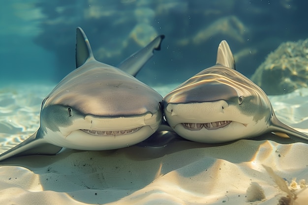 Photo gratuite un requin réaliste dans l'océan