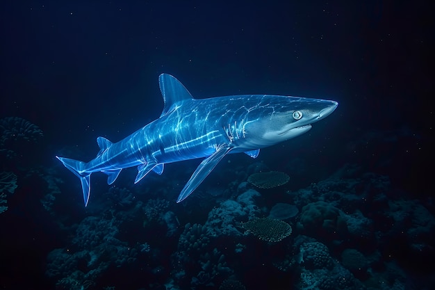 Un requin réaliste dans l'océan