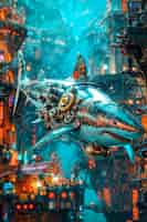 Photo gratuite un requin robot futuriste