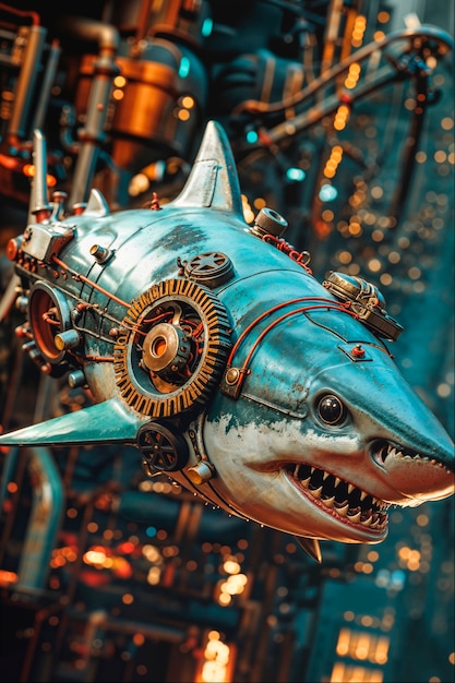 Photo gratuite un requin robot futuriste