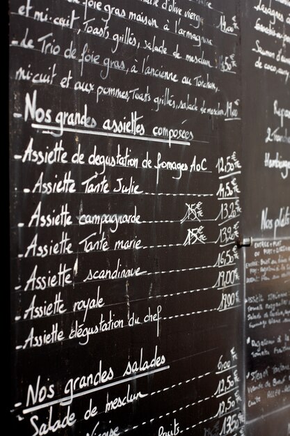 Restaurant Menu carte à Paris