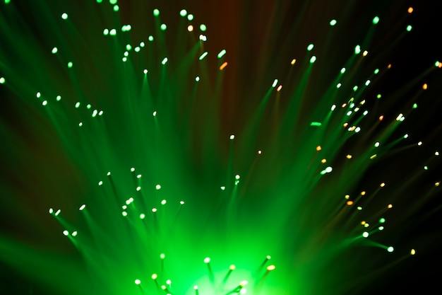 Photo gratuite résumé de la fibre optique verte lumières