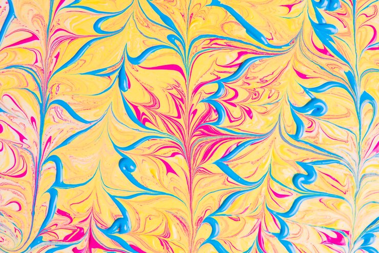 Photo gratuit résumé des lignes bleues ondulées sur fond jaune