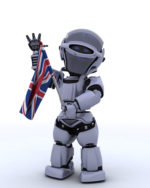 Photo gratuite robot avec le drapeau du royaume-uni