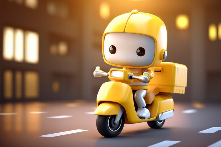 Photo gratuit le robot de livraison 3d fonctionne