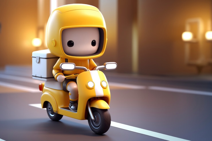 Photo gratuit le robot de livraison 3d fonctionne